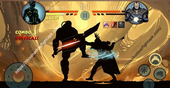 Shadow Fight 2 Titan MOD APK 15 Final gameplay scene from Shadow Fight 2 Titan MOD APK showing intense combat
