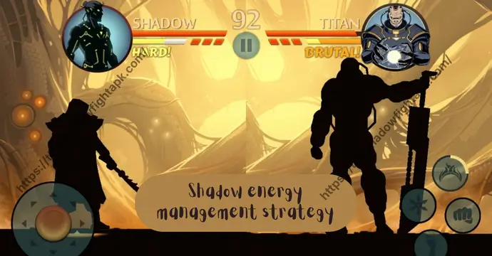 Shadow energy management strategy for defeating Titan in Shadow Fight 2