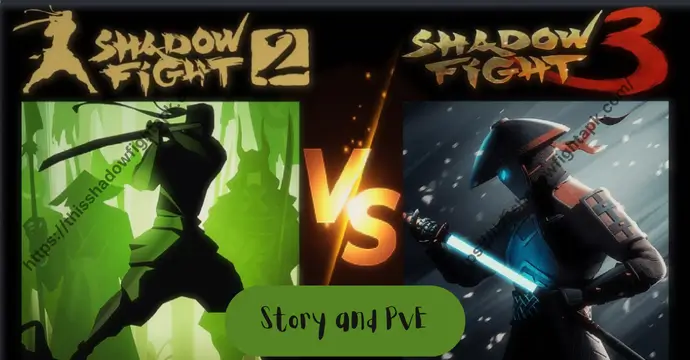 Story and PvE content comparison between Shadow Fight 2 and Shadow Fight 3
