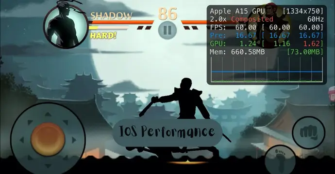 Performance differences between iOS and Android in Shadow Fight games including FPS and graphics